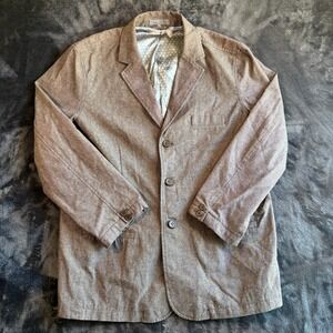 Fossil Mens Blazer XL Brown 100% Cotton 3-Button Textured Sport Coat Academia